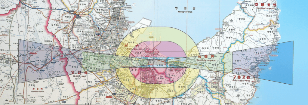 포항에 설정된 비행안전 구역도