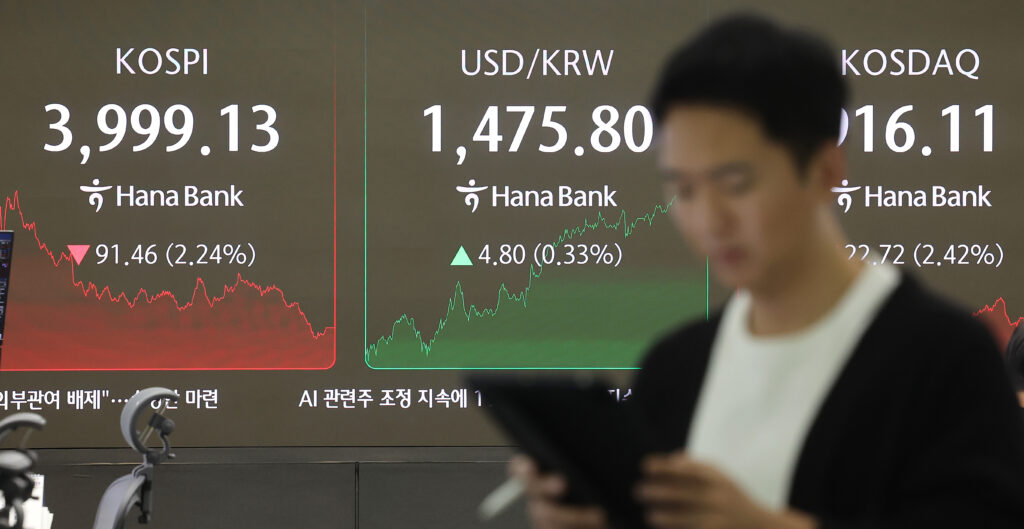 4,000선이 붕괴돈 코스피 지수 자료화면