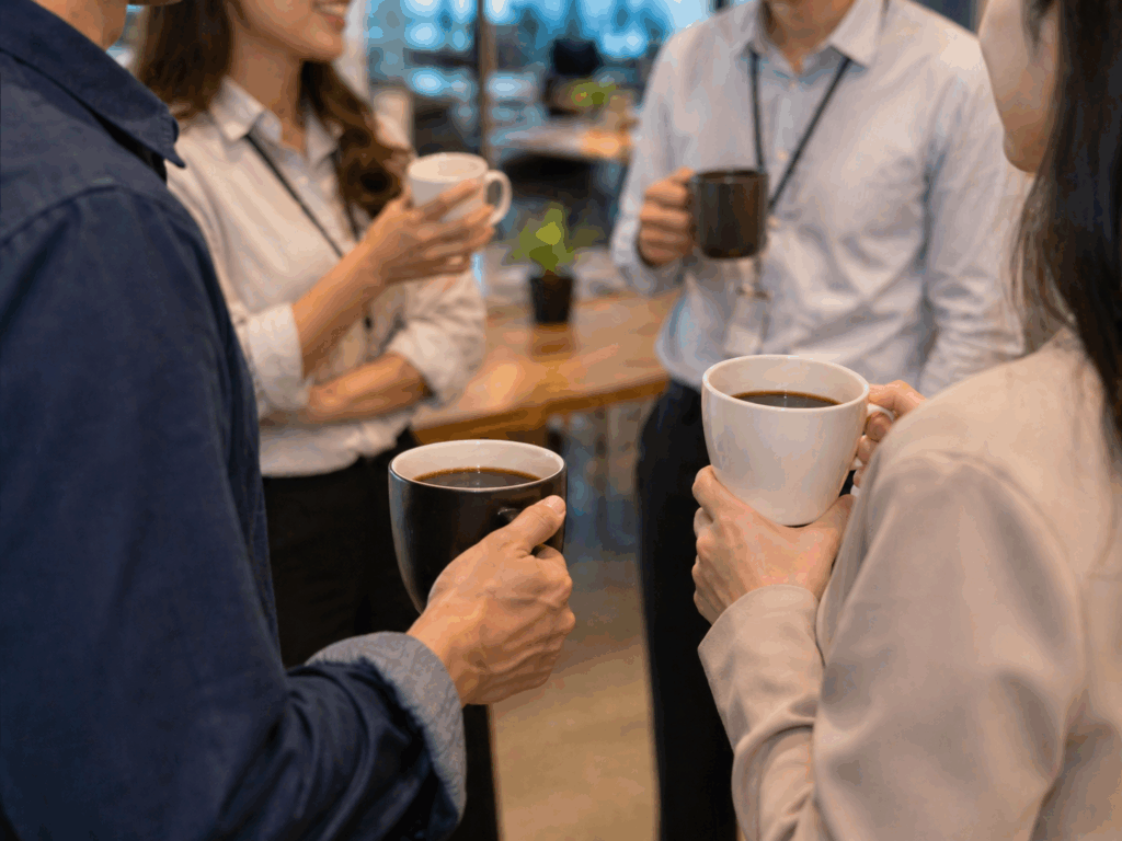 직장인들이 커피를 마시고 있다 AI로 생성한 이미지
