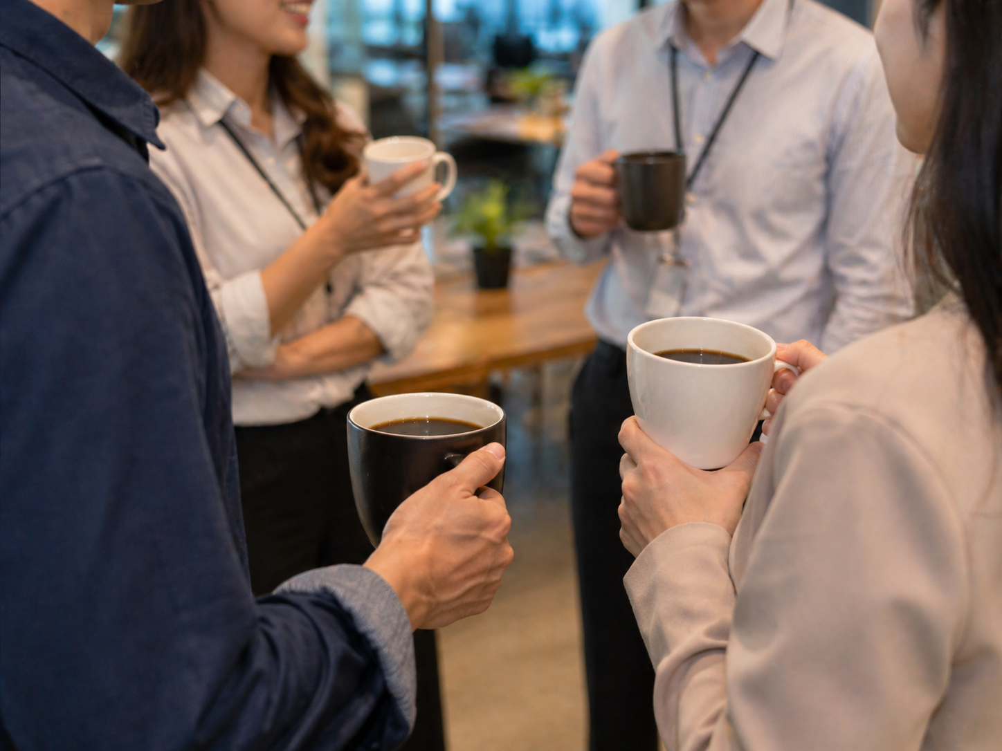 직장인들이 커피를 마시고 있다 AI로 생성한 이미지