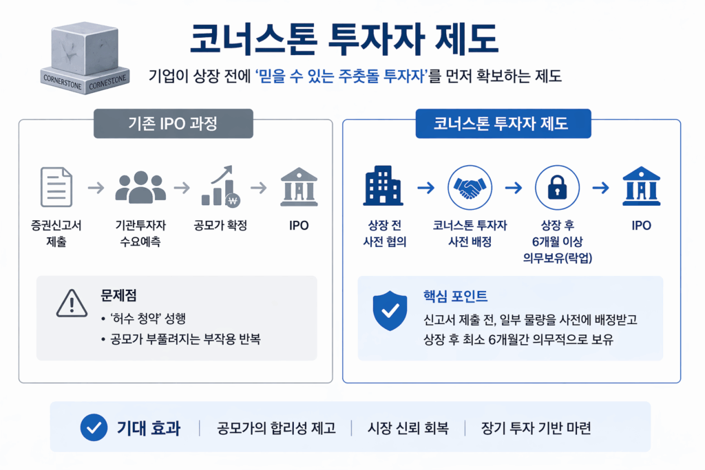 일러스트로 코너스톤 제도를 설명하고 있다